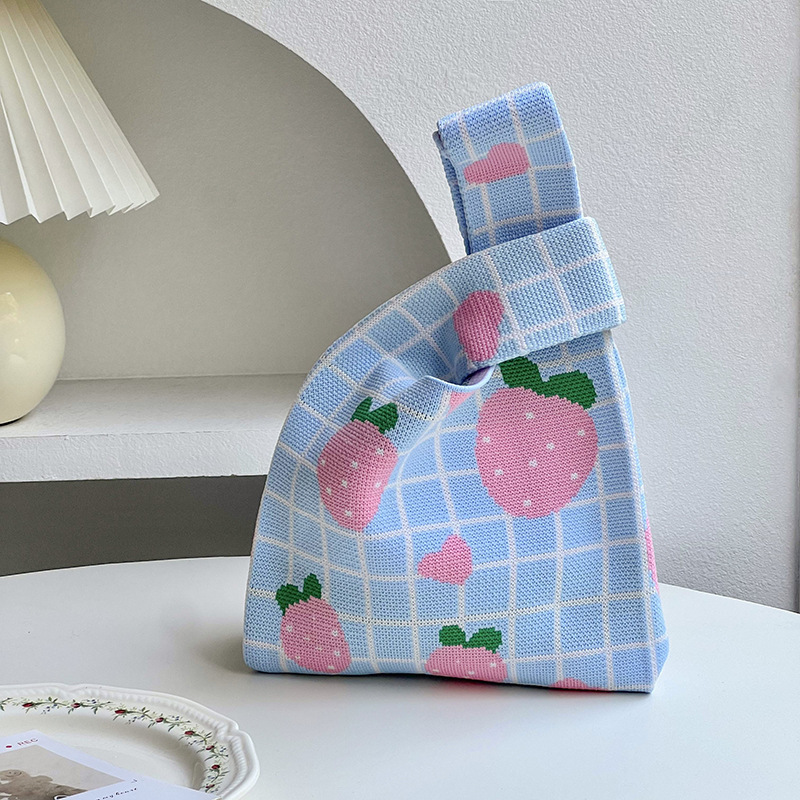 Ins nuevo bolso de mujer, bolso de punto de estilo de fruta, bolso de mano, bolso de hombro, bolso de cubo, bolso de regalo de mano