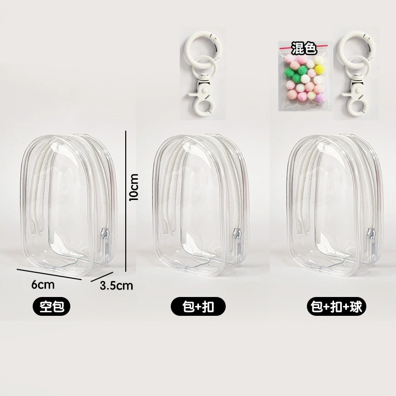 Прозрачная PVC мини-сумка (Bubble Mate) 6×3.5×9–10 см, варианты карабина и молнии