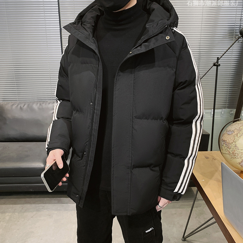 Abrigo acolchado de algodón con capucha de invierno para hombres Abrigo acolchado de algodón suelto de moda Abrigo acolchado de algodón estilo de Hong Kong engrosado abrigo cálido al por mayor