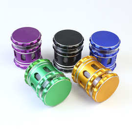 外贸热销铝合金63mm4层磨烟器四层铝制透视碎烟器烟具厂家供应