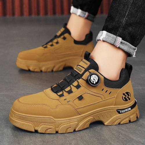 Men's 2025 Spring New Low-top Slip-on Button-up Sporty Casual Trendy Outdoor Waterproof Work Shoes