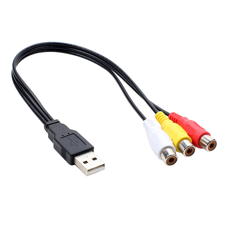 USB to 3Rca Female Av Audio Cable 3Rca USB a Male to Three Lotus Female Copper Core Cable