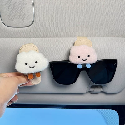 Car Sun Visor Multifunctional | Car Glasses Clip/Bill Clip - off-white-glasses-clip-white-clouds-off-white-glasses-clip-pink-clouds