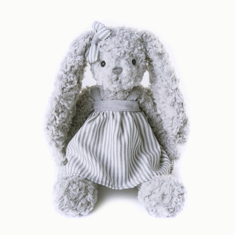 软生活新款穿衣兔子公仔灰色拧花绒毛绒玩具安抚玩偶生日礼物