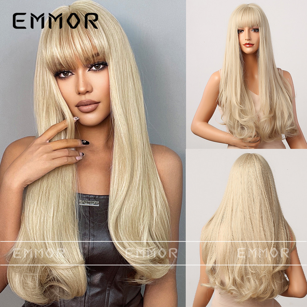 Nuevo estilo rojo en línea cola de pelo rizado Pelo Largo aire Bangs cremoso-blanco mullido natural cos europeo y americano estilo peluca conjunto para mujeres