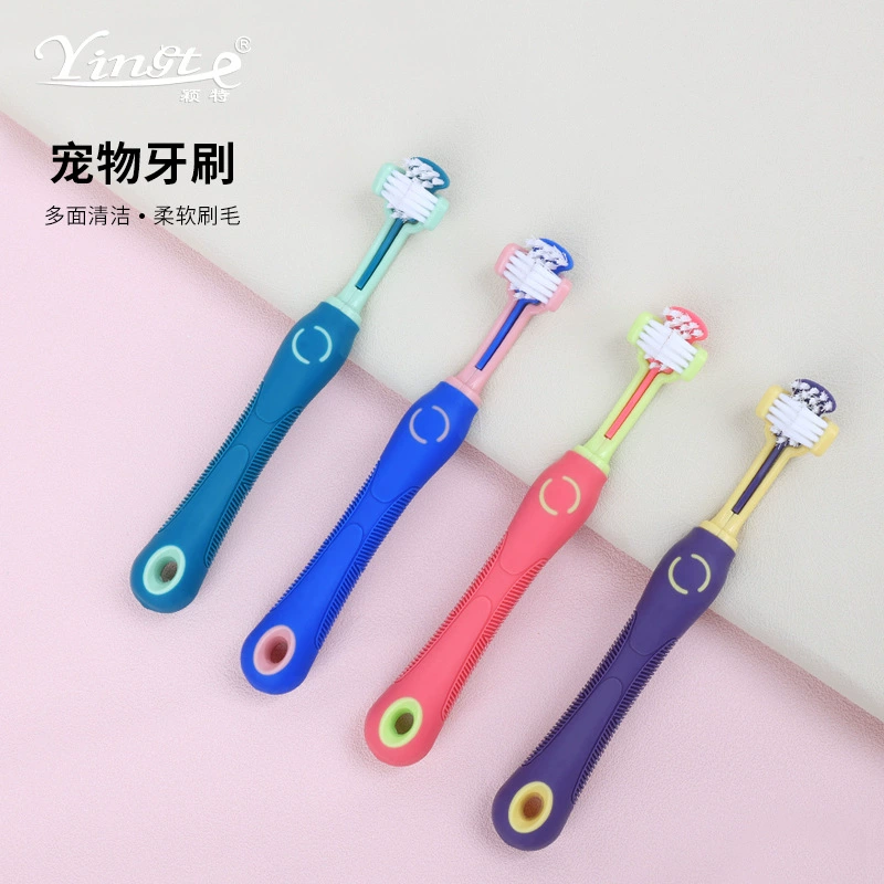 Зубная щетка для домашних животных Чистка полости рта Зубная Щетка для собак Зубная щетка для кошек Зубная щетка с тремя головками Зубная Щетка для собак Товары для животных