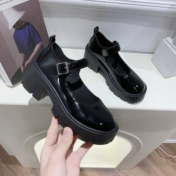 Mary Jane shoes platform English style heels