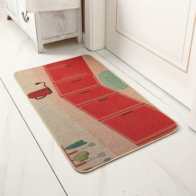 Avtomobil döşəmə paspasları — maintain, dirt-resistant, wear-resistant bathroom mat - rose-red-plaid-4060cm-linen