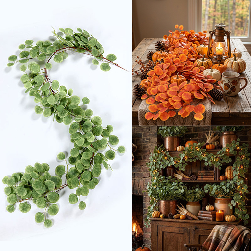 Artificial Eucalyptus Rattan Home Wall Decoration Vine Green 2m Encrypted Eucalyptus Leaves Eucalyptus Rattan