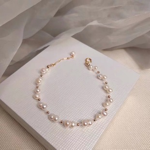 Hand-woven fancy natural small pearl bracelet niche design bracelet without bumping girlfriends couple birthday gift