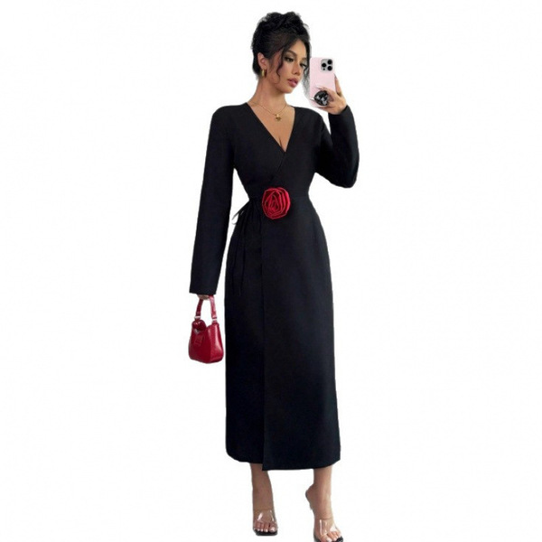 autumn three dimensional red dress