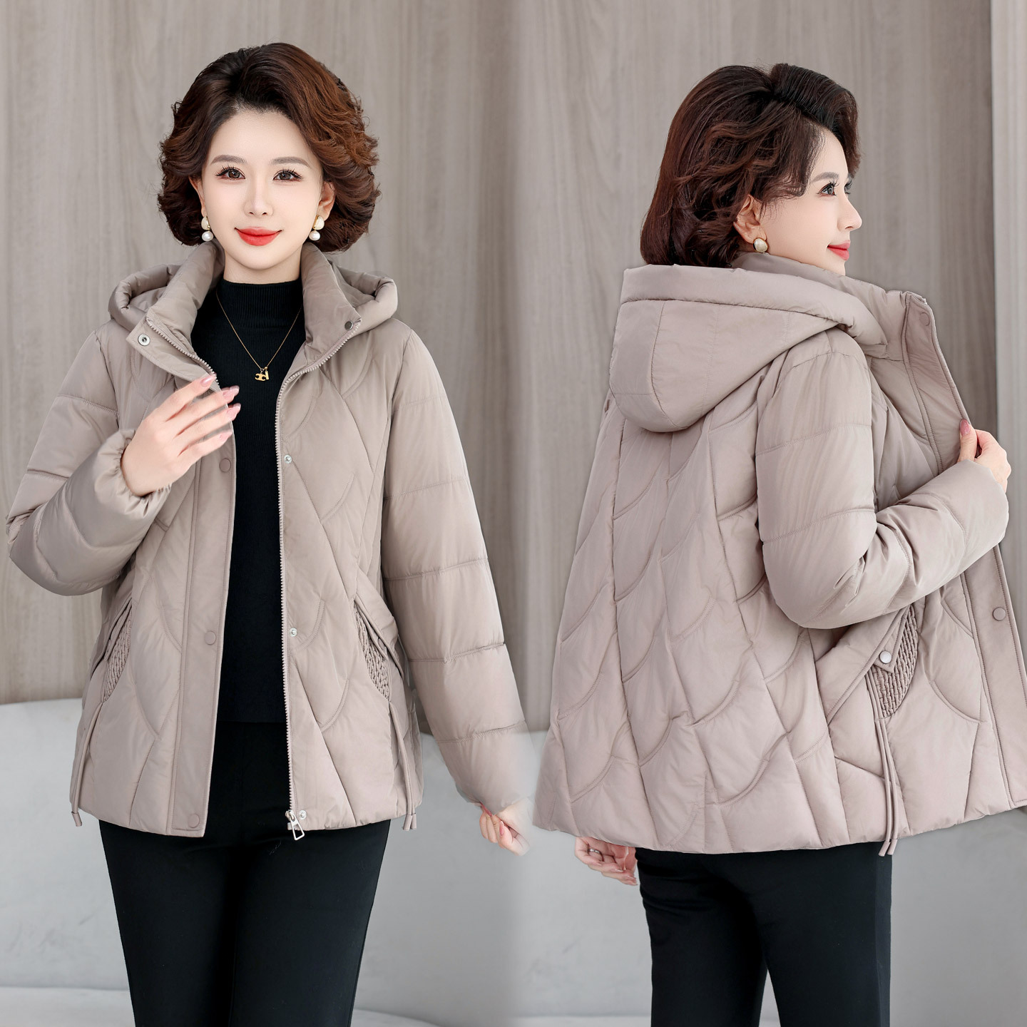 Mamá ropa de algodón de gran tamaño invierno 2025 nuevo algodón coreano chaqueta de algodón suelta chaqueta de algodón gruesa chaqueta con capuz image 8