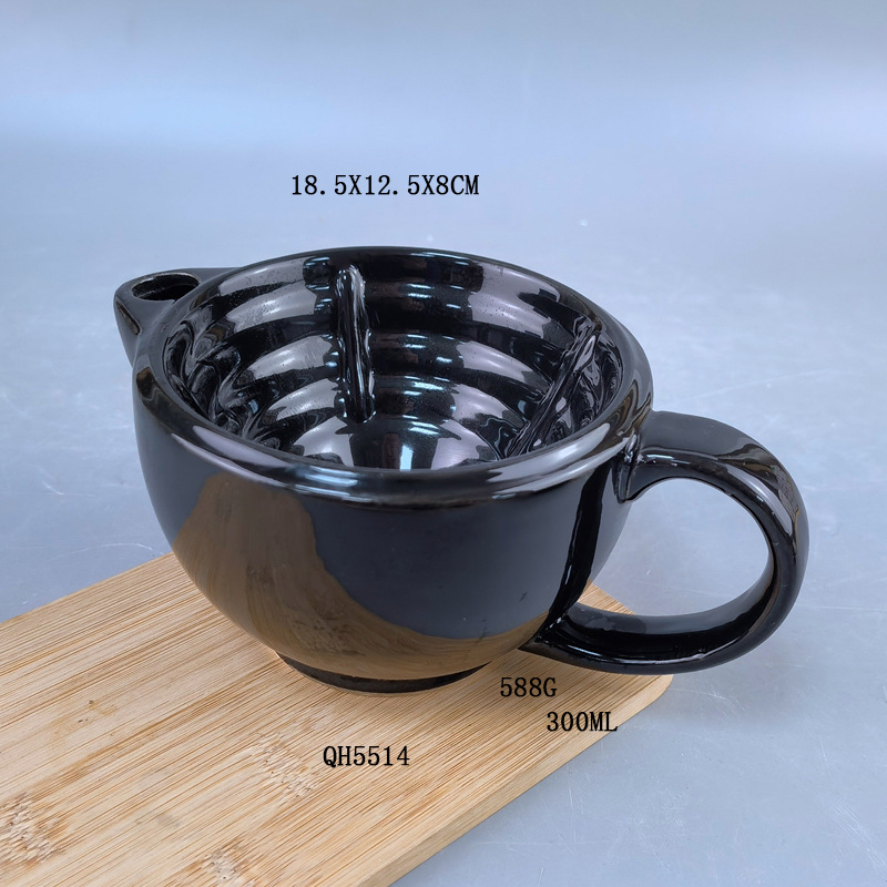 Tazón de espuma de afeitar de cerámica de doble capa de aislamiento térmico con agua Tazón de afeitar para hombres Tazón de espuma de jabón Tazón europeo Tazón de alta temperatura