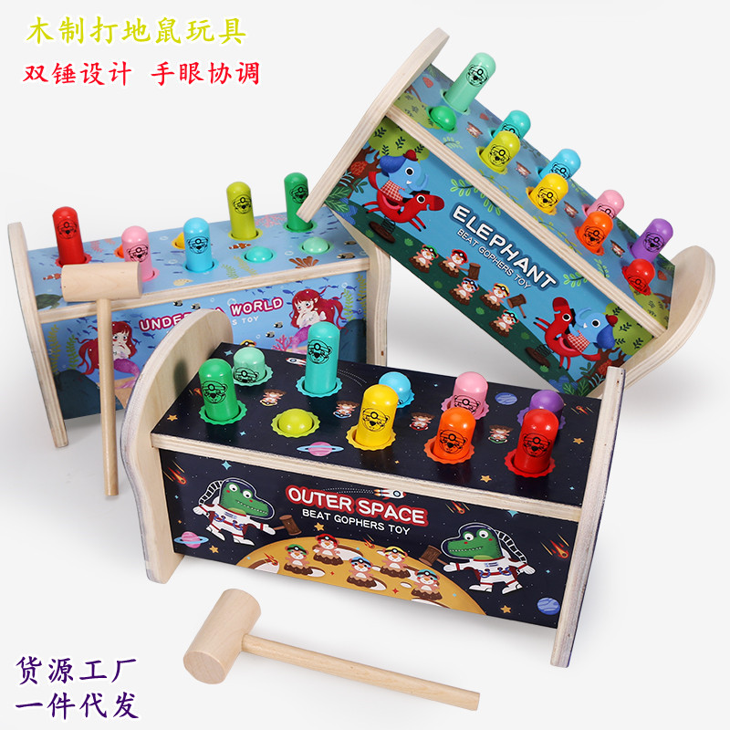 Transfronterizo piano de madera para niños golpeando hámster bebé capacidad de coordinación mano-ojo golpeando ratón remolque juguetes educativos