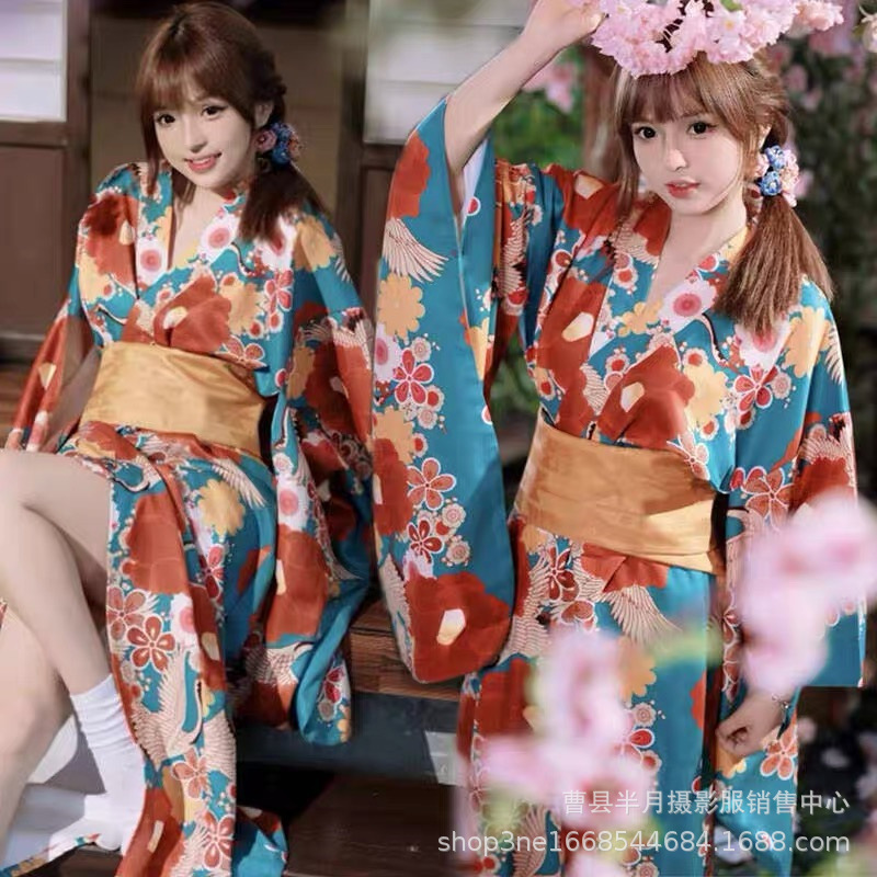 Japanese-style modified kimono women's formal dress traditional dress Japanese furisode yukata photo shoot costume