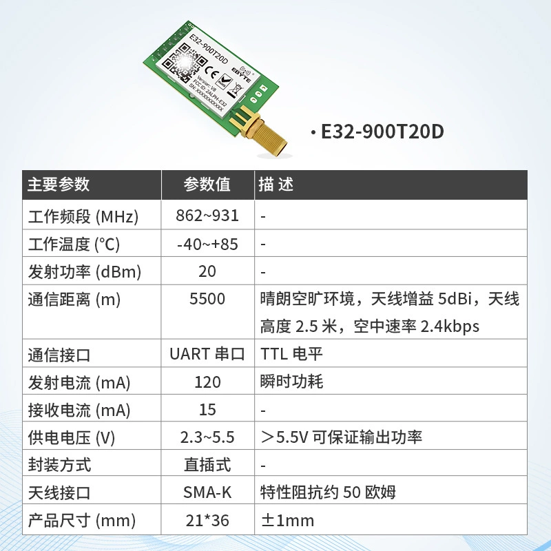 Модуль LoRa (Billion Bate) SX1278 SX1276, дальняя передача по последовательному UART, мультидиапазон 433/868/915 МГц