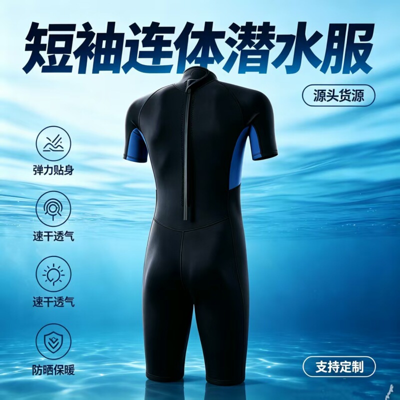 New short-sleeve diving suit for men and women, warm and cold-proof, wet-type one-piece suit for winter swimming, snorkeling, sun protection, and surfing New short-sleeve diving suit for men and women, warm and cold-proof, wet-type one-piece suit for winter swimming, snorkeling, sun protection, and surfing