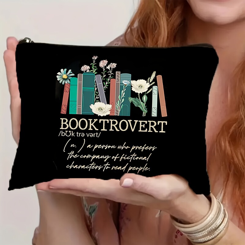 1Pcs Book Trotvert Inspired Cosmetic Bag, Polyester Cosmetic Bag, Double-Sided Printing, Large Capacity 1Pcs Book Trotvert Inspired Cosmetic Bag, Polyester Cosmetic Bag, Double-Sided Printing, Large Capacity