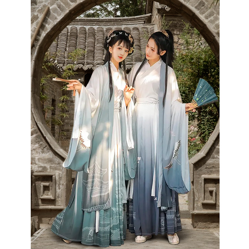 New Cross collar waist plus size skirt Wei Jin style Jin style ancient style Chinese style men and women couple super Fairy Spring and Summer full set New Cross collar waist plus size skirt Wei Jin style Jin style ancient style Chinese style men and women couple super Fairy Spring and Summer full set