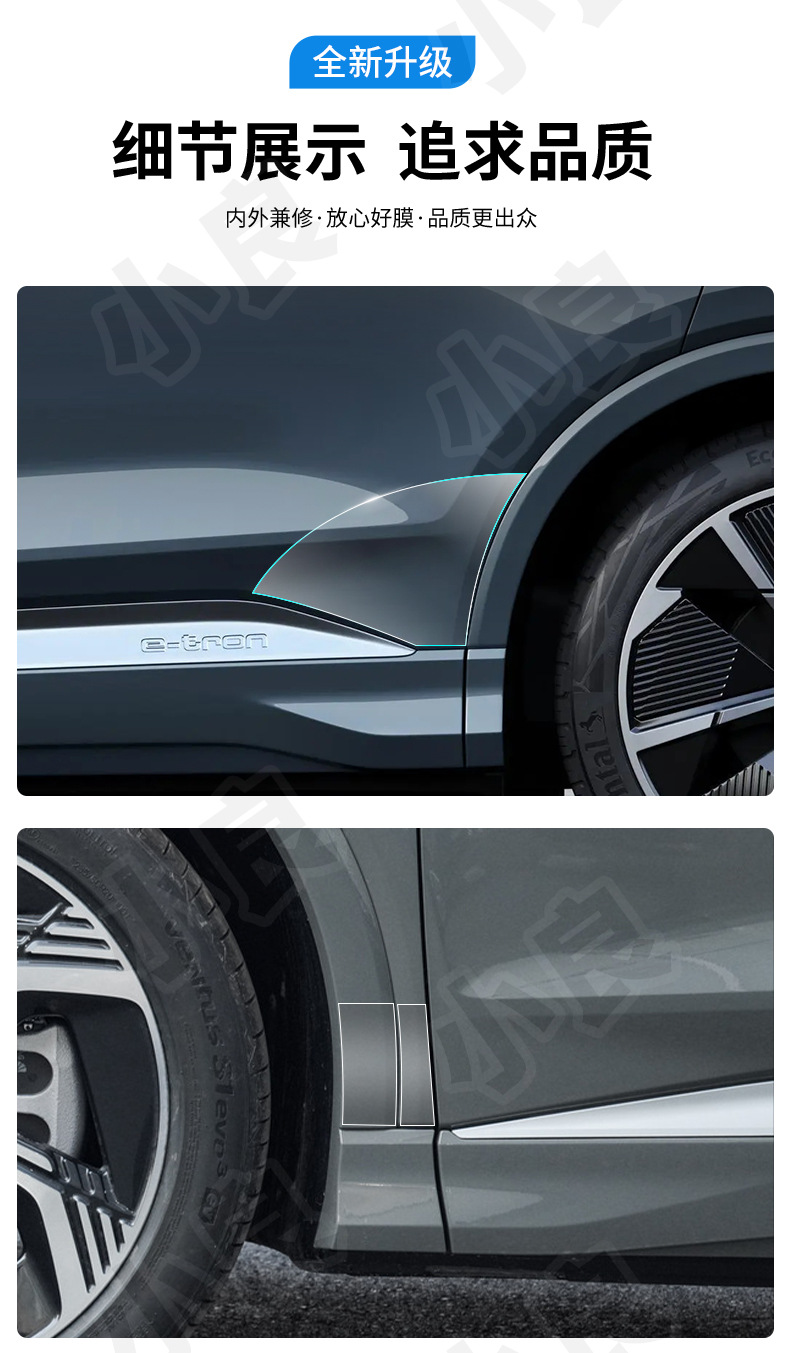 Transparent Film for Audi Q4/e-tron Door Edge, Side Skirt, TPU