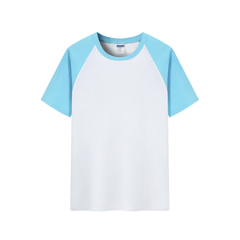 Verano nuevo 200g Raglan color a juego de manga corta camiseta juventud algodón retro contraste suelto color cuello redondo top