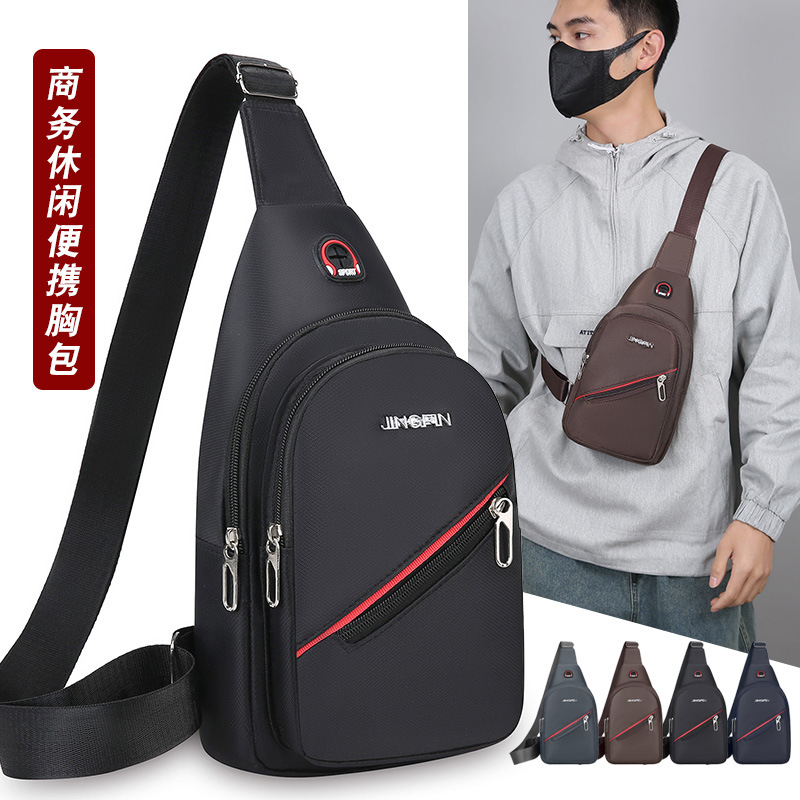 Bolsa de pecho casual coreana al por mayor mochila de tela Oxford moda mochila de hombre bolso con cremallera bolso de ocio negro