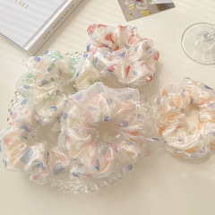 Charming Advanced Mesh Spotted Large Bow Hair Tie High Elastic Rubber Band for Women Braided Hair Rope Non-Damaging Hair Tie Hair Accessory