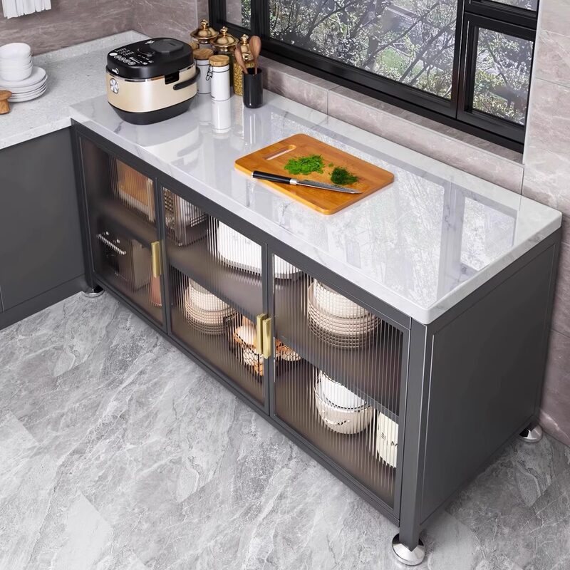 Kitchen Slate Sideboard Multi-Layer Cutting Table Workbench Multi-Functional Microwave Storage Cabinet Household Storage Cabinet
