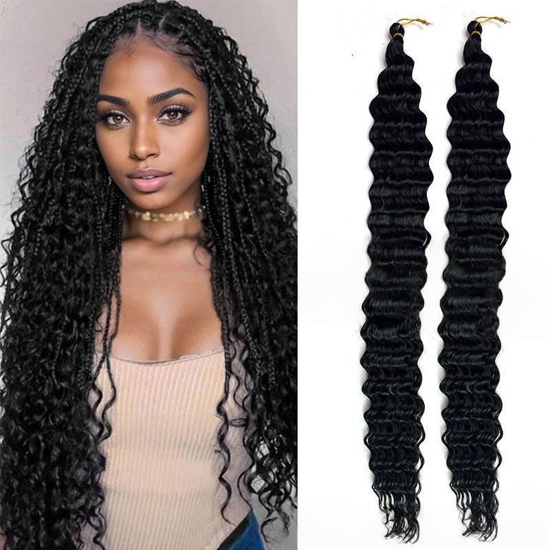 Cross-border bestseller: European and American non-synthetic fiber crochet braided deep twist wigs and Deep Wave hair extensions
