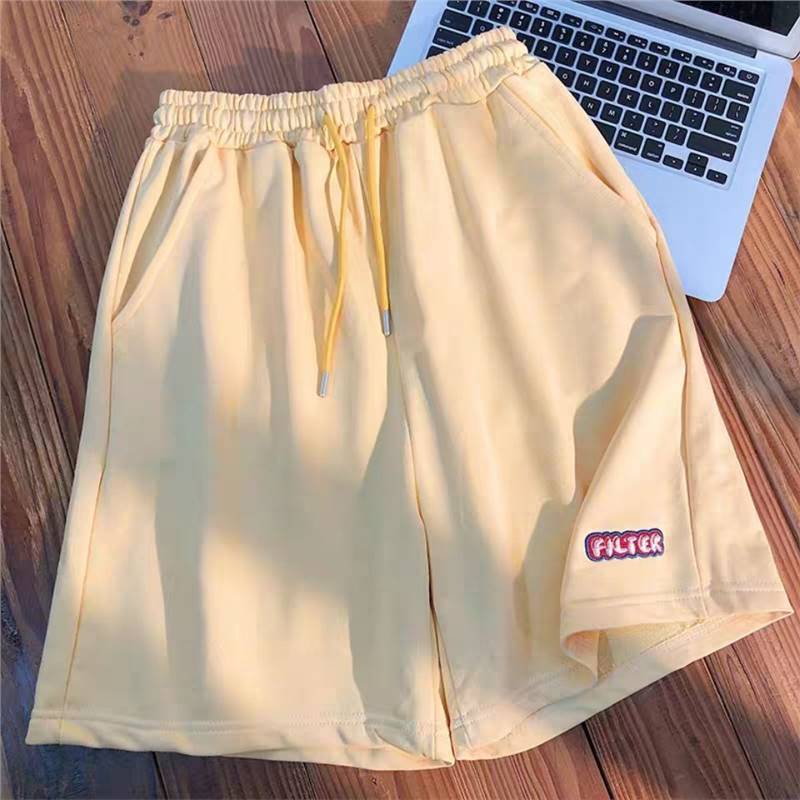 Korean style simple casual pants women's summer wear loose all-matching trendy Korean style shorts men's outer wear sports middle pants