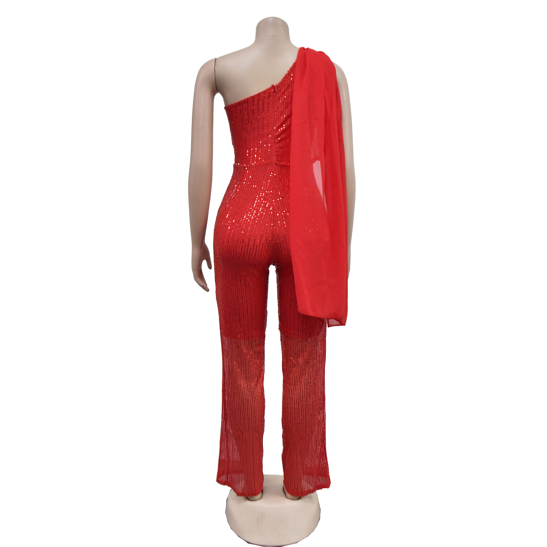 Women's Banquet Cocktail Party Bodysuits Sexy Glittery Solid Color Full Length Sequins Jumpsuits display picture 52