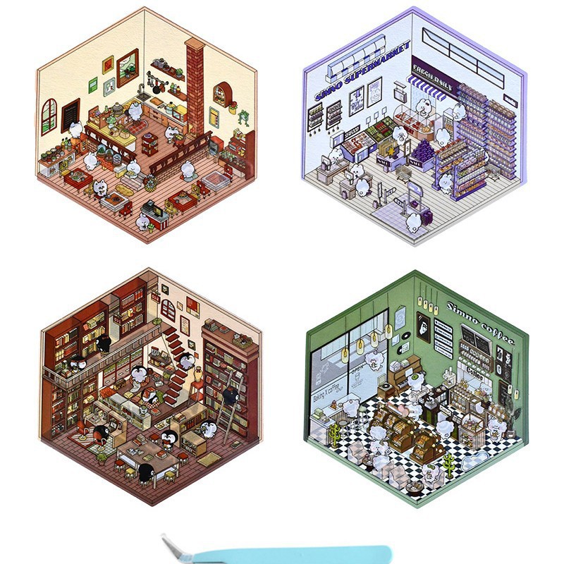 신모 조경 스티커 1.0올린(4종 포함) + 무료 핀셋