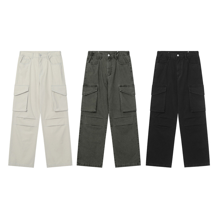 11kn original nacional moda americana calle overoles hombres sueltos micro cuerno bolsillo pantalones alta calle ins moda al por mayor