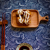 朴色日式樱桃木带把手木柄小托盘餐饮烘焙面包寿司零食木质小餐盘|ms