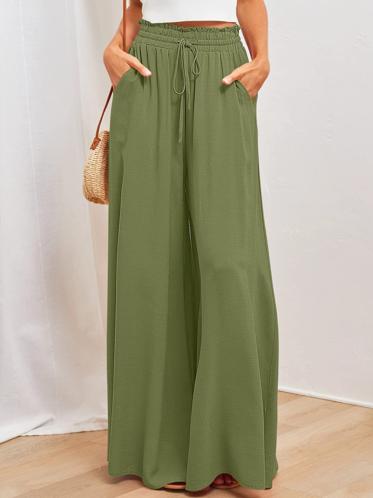 Women's Street Casual Printing Solid Color Full Length Wide Leg Pants display picture 2