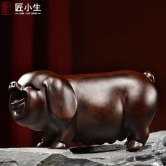Wood Carving Pig Ornament, Hand-carved Wooden Animal Home Decor for Living Room, Office, Entrance, Shop Decoration, Craft Gift
