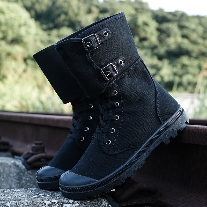 2025 New High-top Buckle Martin Boots Outdoor Mountaineering Casual sneaker Men's Canvas Shoes