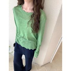 緑のハスの葉の襟の木の耳元の袖口は肌に優しいです。