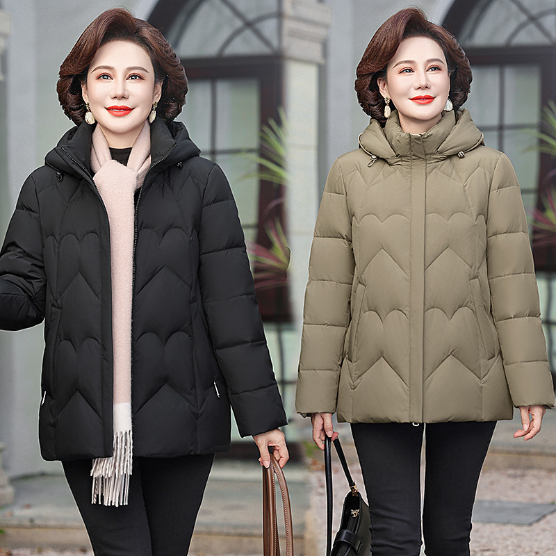 专柜防寒中年妈妈羽绒服2024新款时尚气质女士保暖白鸭绒连帽外套