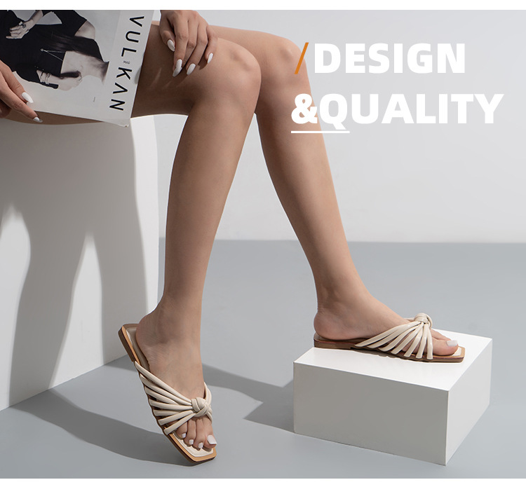 Tek Kelime Örgülü Düz Sandalet Ve Terlik Yaz Modası Hollow Beach Terlik_voghion.com