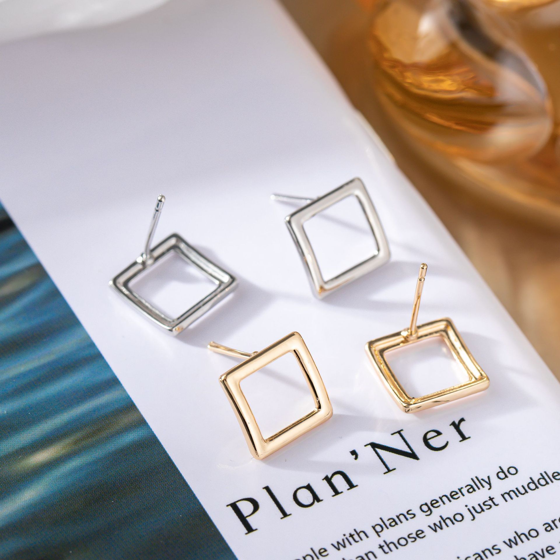 Square fashionable elegant sophisticated cute earrings