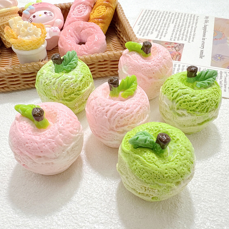 3D Realistic Food Toy Gradient Apple Resin Accessories Cream Glue DIY Hairpin Hair Ornament Keychain Materials