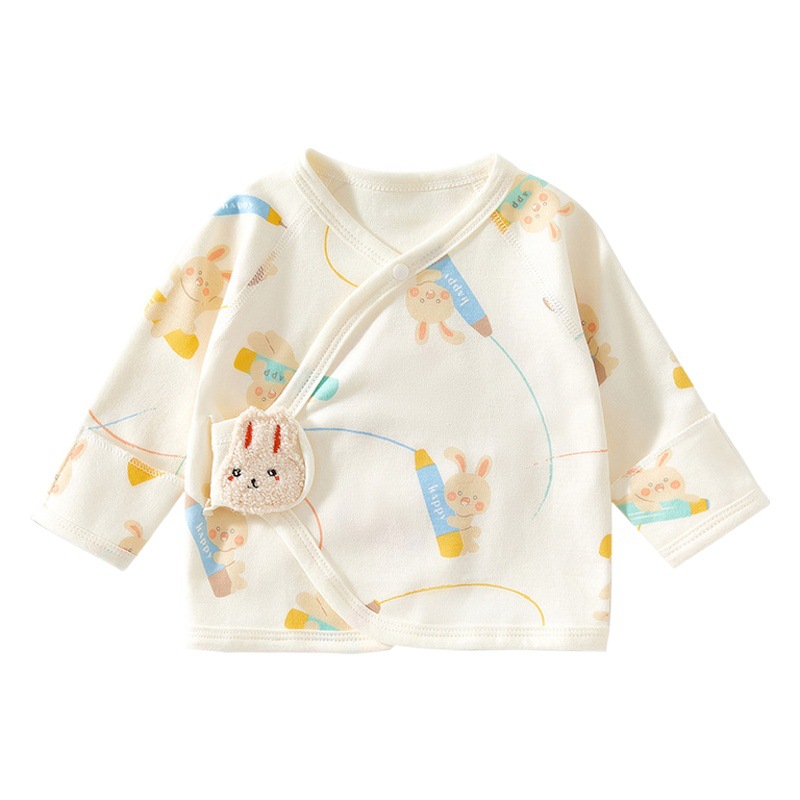 Newborn half back clothes 0-3 months baby tops spring and autumn newborn baby clothes baby monk clothing class A pure cotton