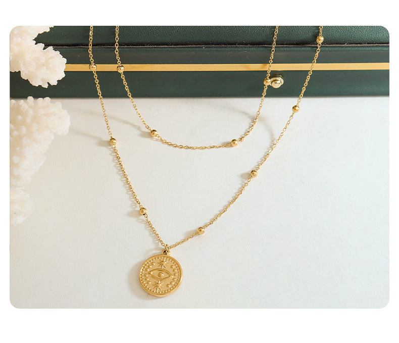 Retro Eye Titanium Steel Plating Layered Necklaces