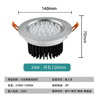 High color jewelry store dedicated embedded spotlight 25W opening 120mm