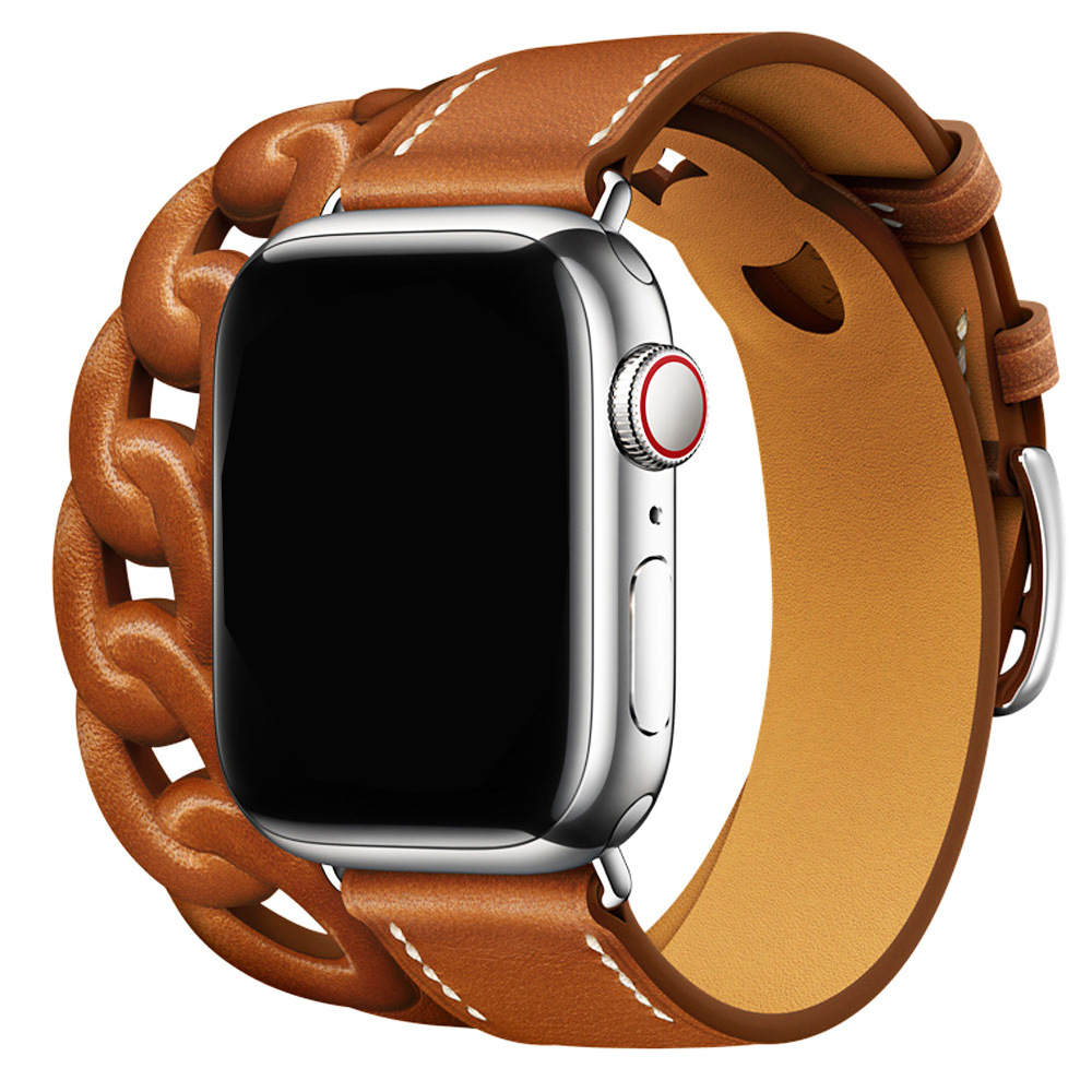 Applicable to iWatch 7 6 SE new Hermes double -circle heart leather…