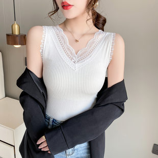 Elastic base fleece tank top sleevless with bow, slim fit, plus size, strap bra