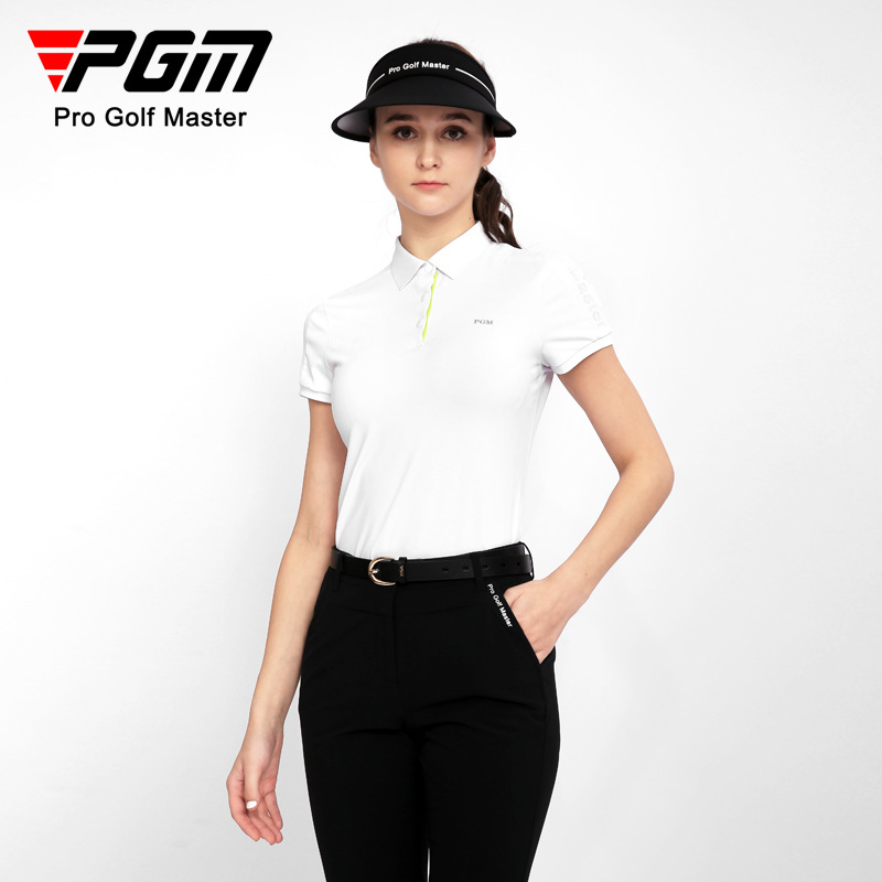 Áo thun ngắn tay golf nữ giảm béo, chất liệu thoáng khí nhanh khô — YF556-Áo màu hồng, YF556-Áo màu trắng, YF556-Áo màu xanh nước biển, KUZ149-Quần màu xanh nước biển