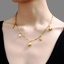 跨境东莞钛钢饰品海洋沙滩风扇贝珍珠海螺海星不锈钢项链不掉色女