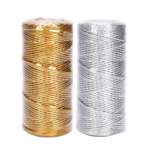 1.5mm gold and silver wire tag line 16 strands flat hollow gold wire non-elastic gift packaging line cross-border hot sale